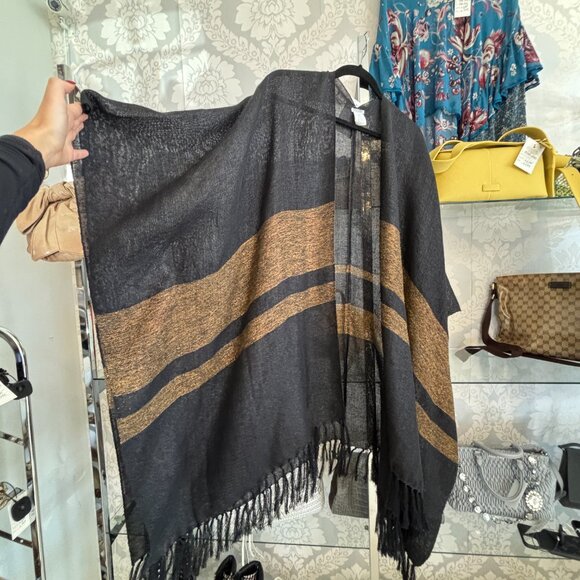 Brunello Cucinelli Black Striped Cape - One Size - Picture 3 of 5